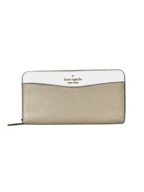 Kate Spade Leila large continental Light Sand Colorblock Pebbled Leather Wallet